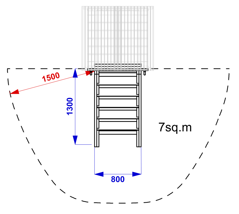 Technical render of a Tower Steps (1200mm)